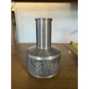 Kyrre Norsk Tinn‎ Pewter Vase Decorative Relief Scene